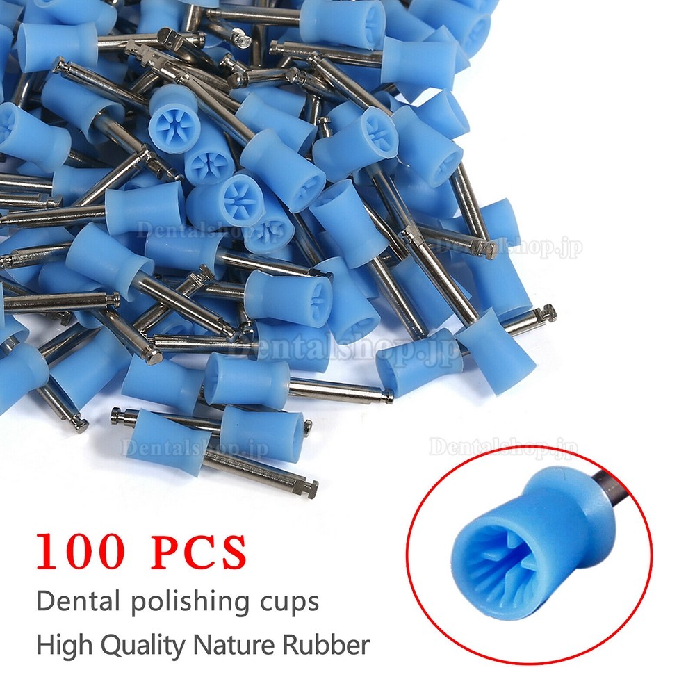 100pcs Dental Firm Prophy Cup Rubber Polish Brush Blue Polishing Head